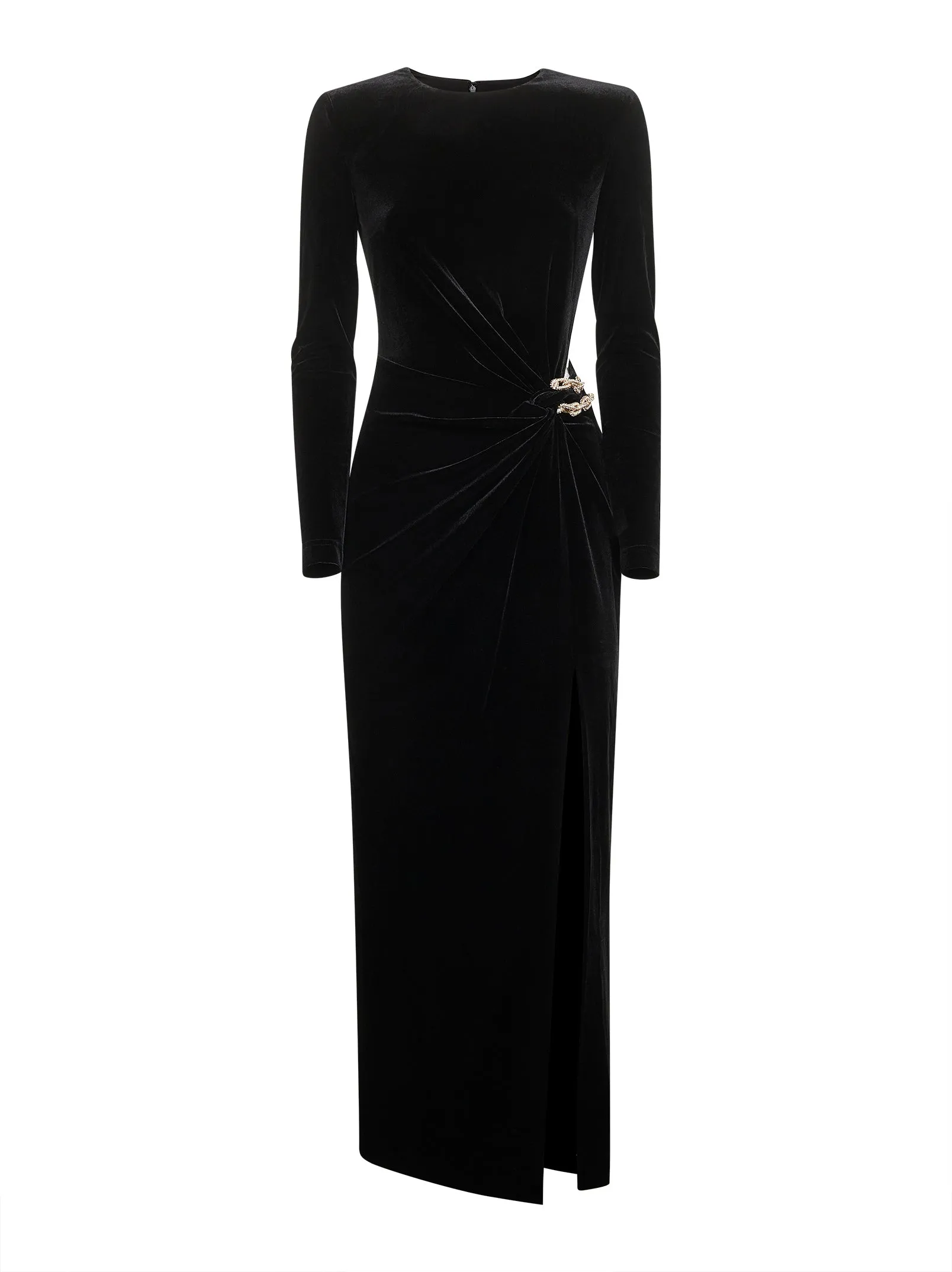Black Stretch Velvet Midi Dress sold by Lord & Taylor
