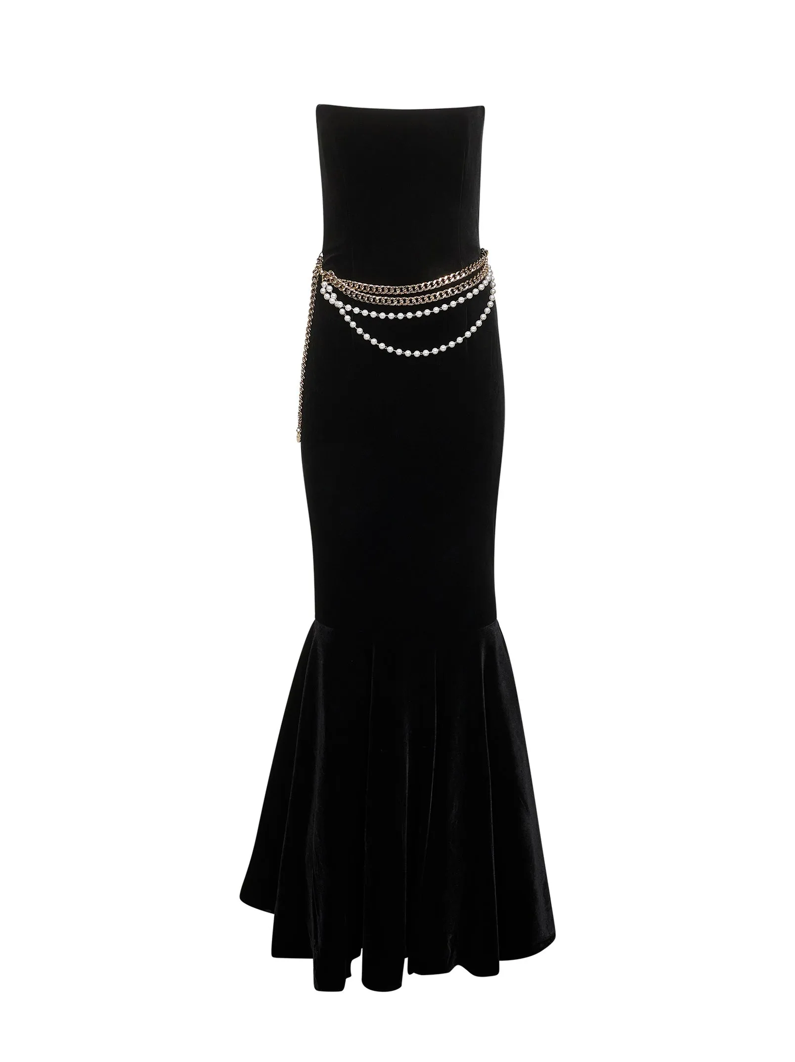 Black Stretch Velvet Chain-Belt Dress sold by Lord & Taylor