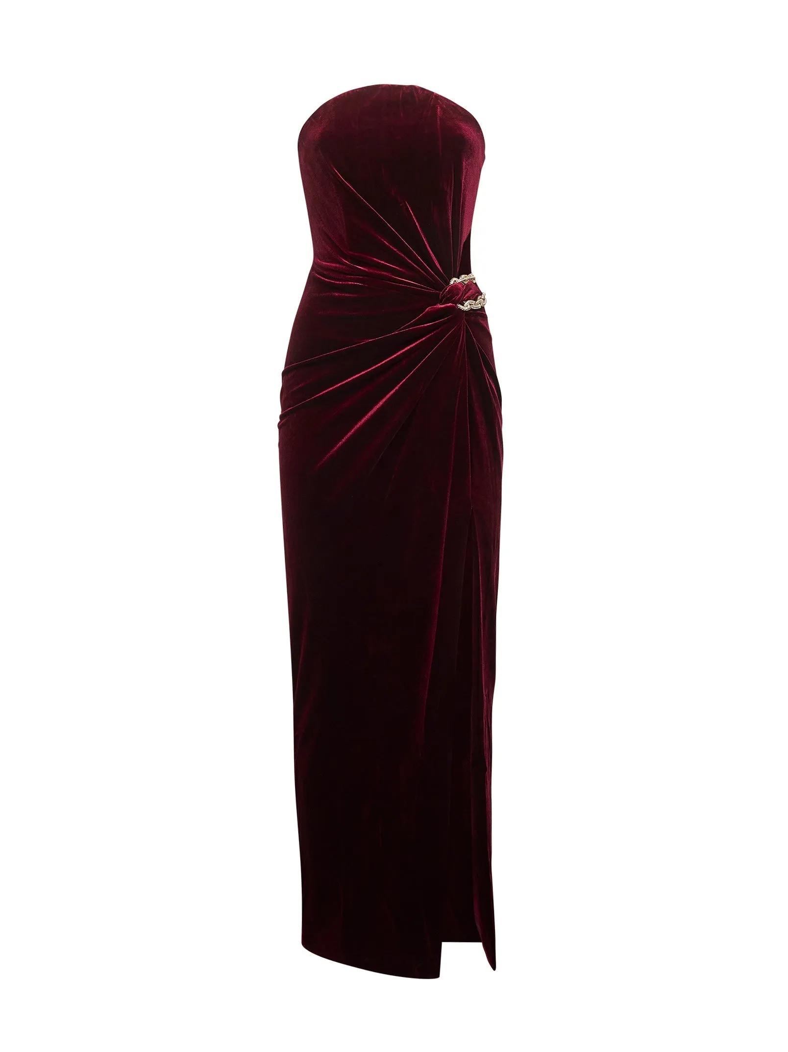 Burgundy Stretch Velvet Bandeau Dress sold by Lord & Taylor