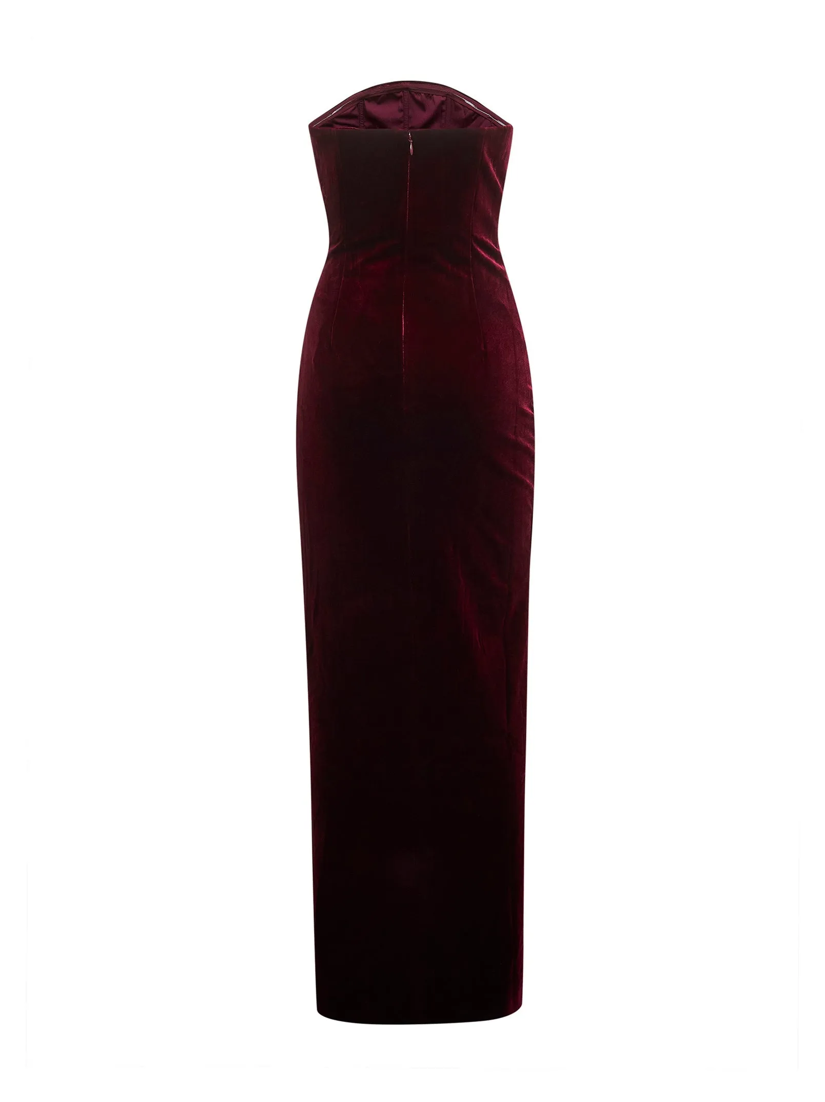 Burgundy Stretch Velvet Bandeau Dress sold by Lord & Taylor product image thumbnail 2