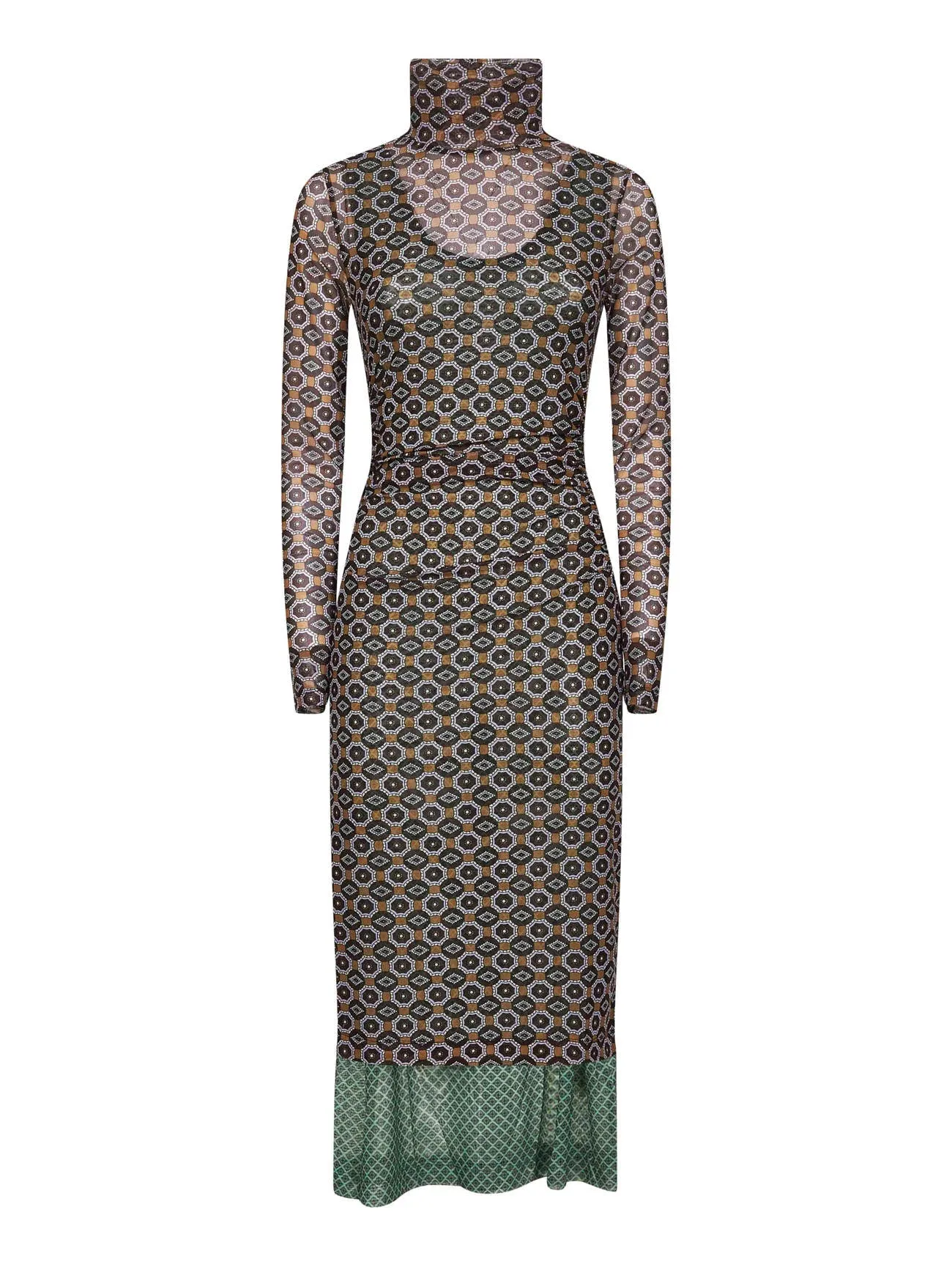 Brown Printed Mesh Midi Dress sold by Lord & Taylor
