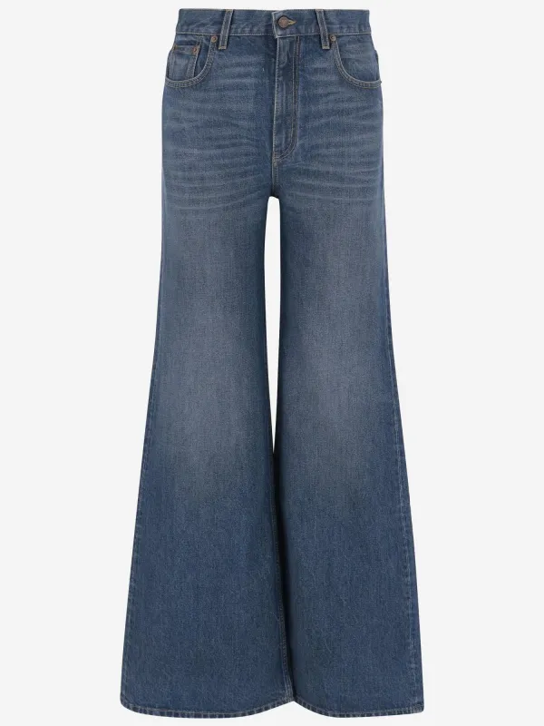 Cotton Denim Jeans with Wide Leg Design sold by Lord & Taylor