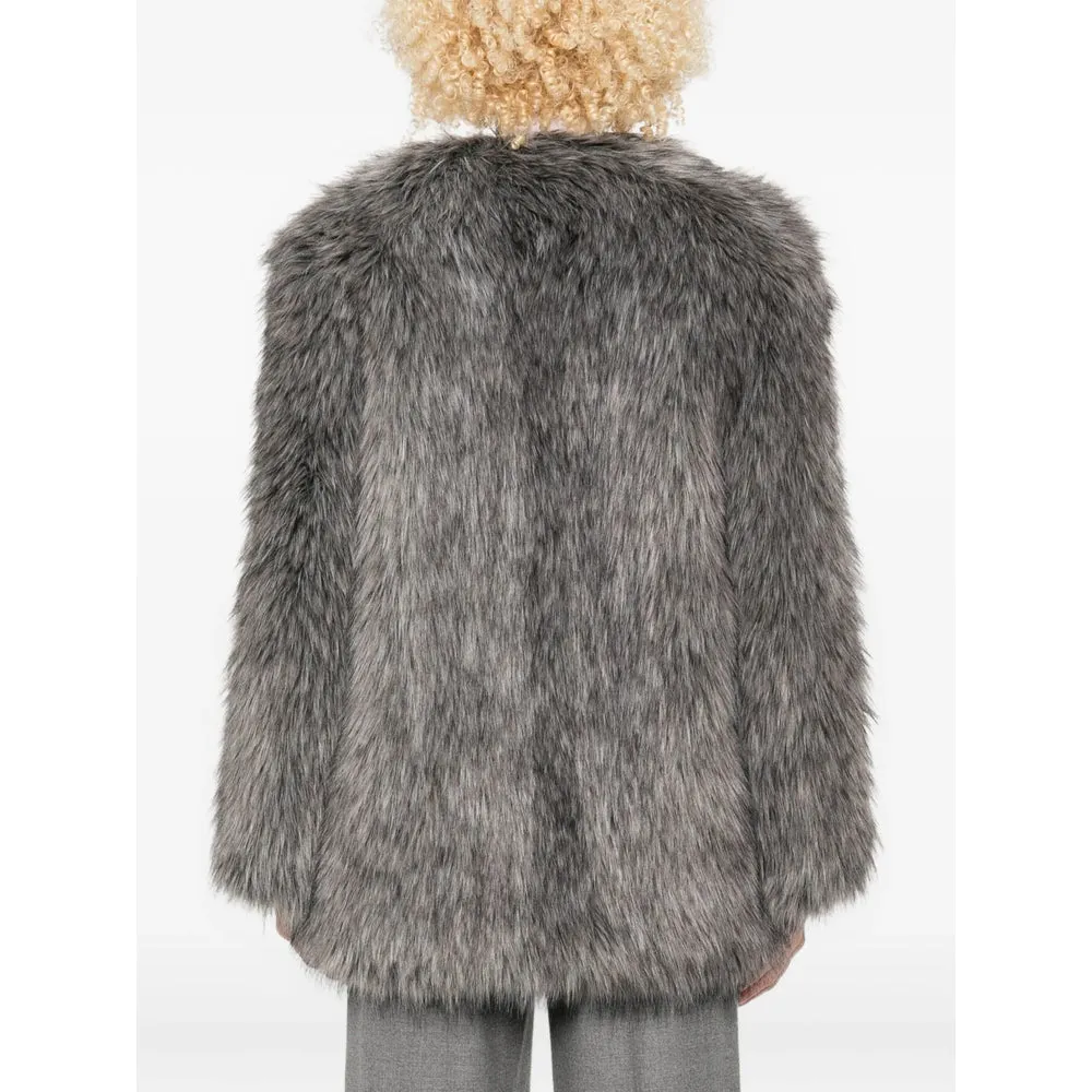 Grey Faux Fur Open-Front Coat sold by Lord & Taylor product image thumbnail 3