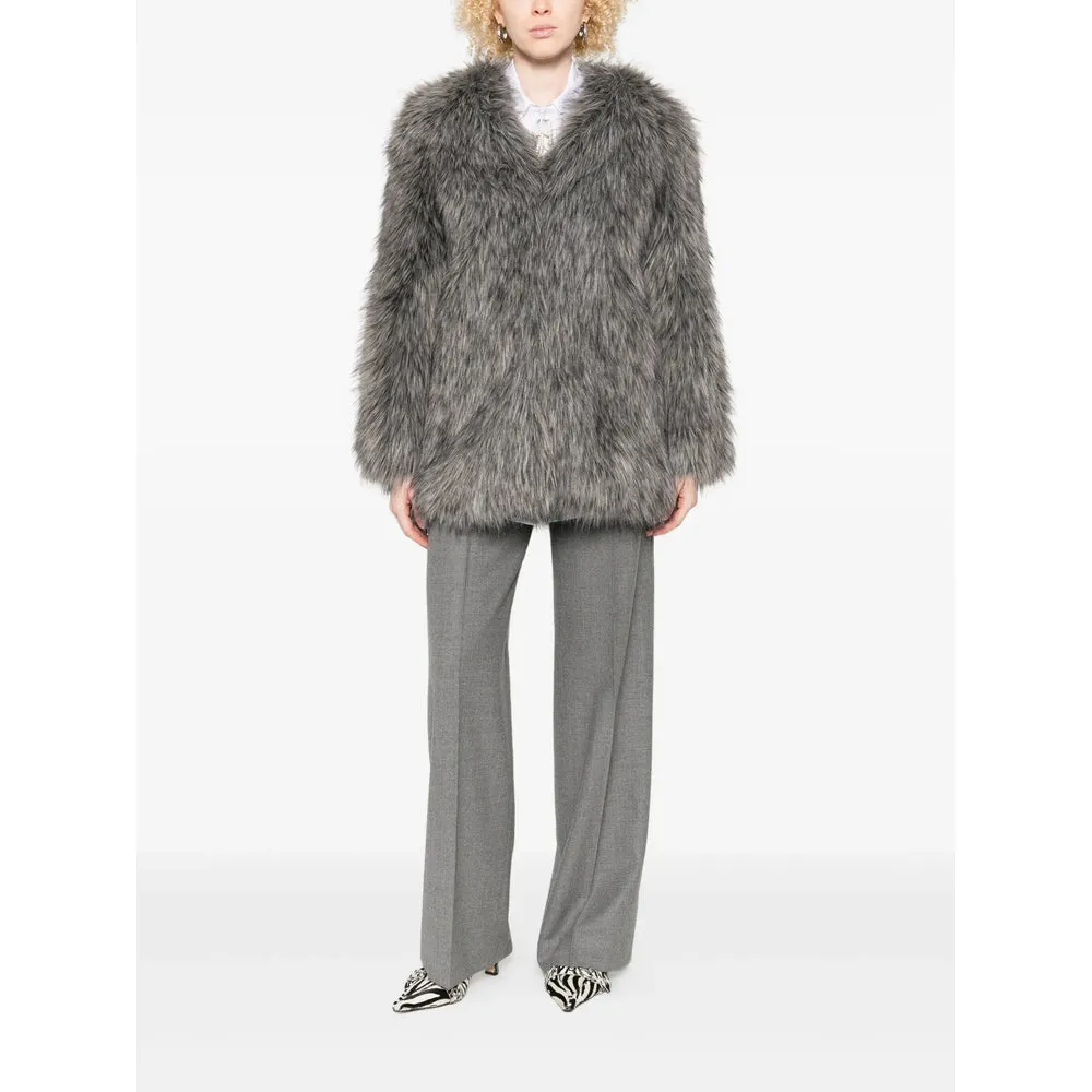 Grey Faux Fur Open-Front Coat sold by Lord & Taylor product image thumbnail 4