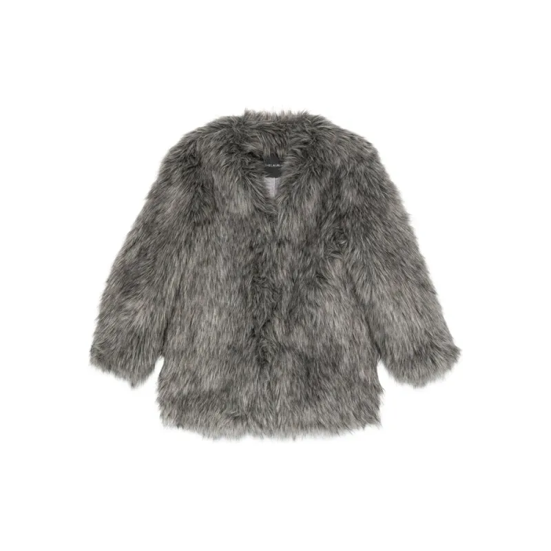 Grey Faux Fur Open-Front Coat sold by Lord & Taylor