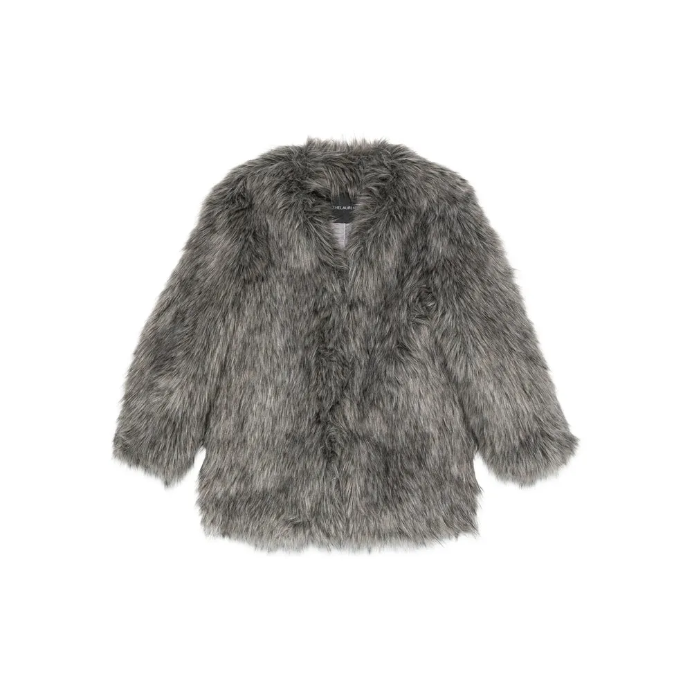 Grey Faux Fur Open-Front Coat sold by Lord & Taylor