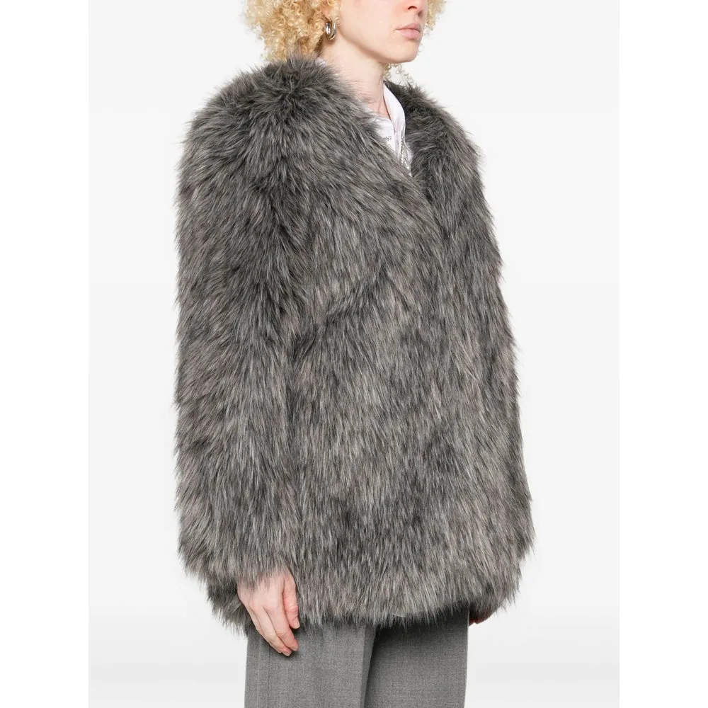 Grey Faux Fur Open-Front Coat sold by Lord & Taylor product image thumbnail 5