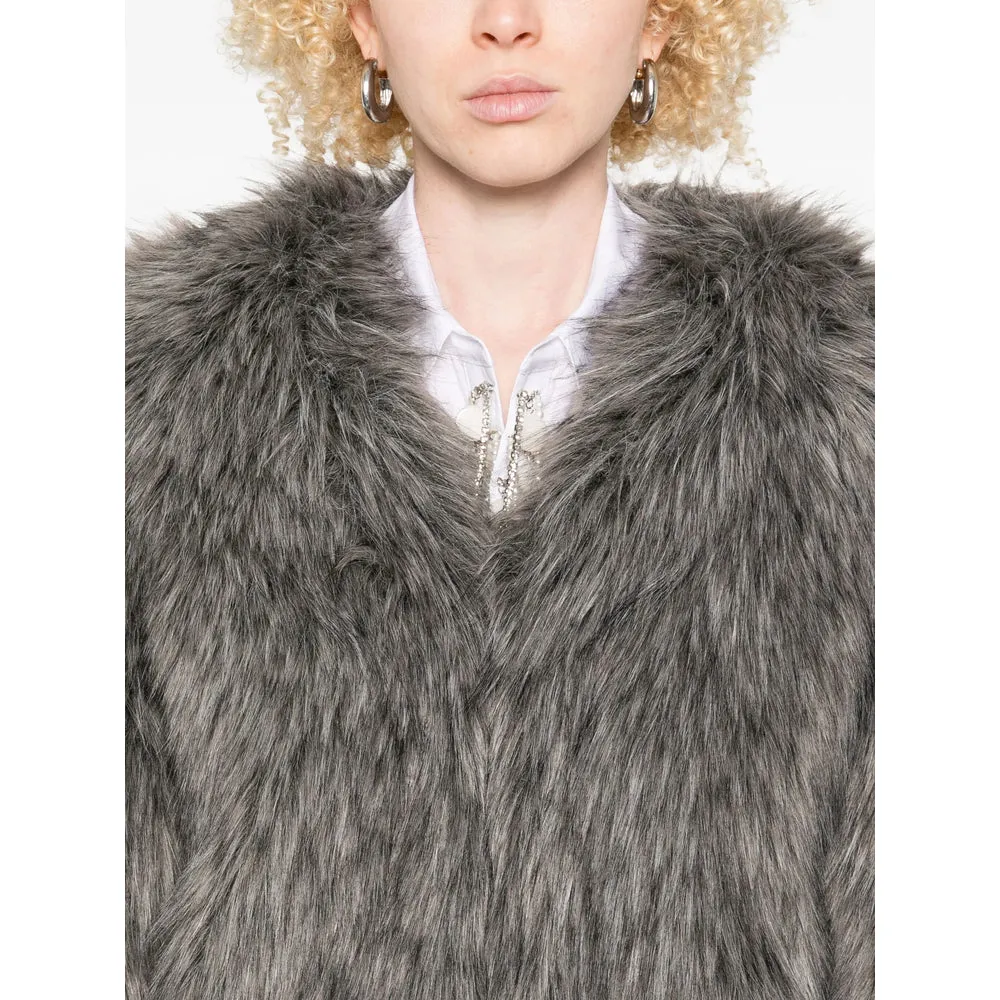 Grey Faux Fur Open-Front Coat sold by Lord & Taylor product image thumbnail 2