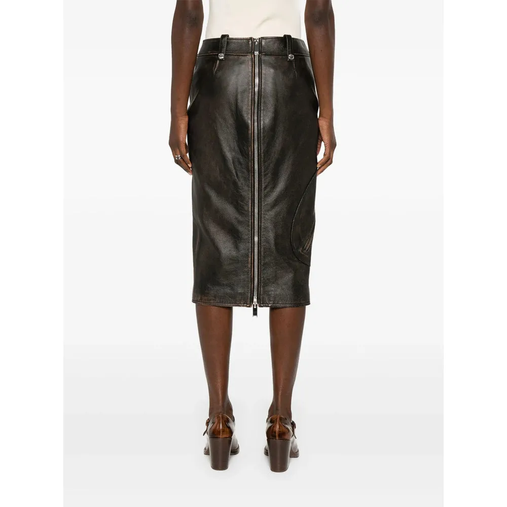 Coffee Brown Pleated Leather Skirt sold by Lord & Taylor product image thumbnail 4