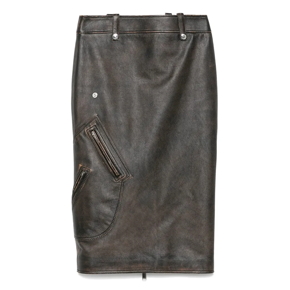 Coffee Brown Pleated Leather Skirt sold by Lord & Taylor