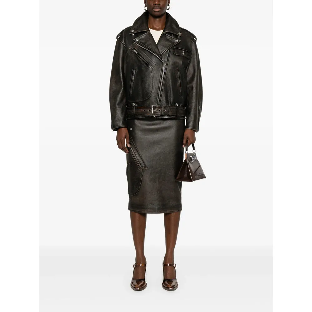 Coffee Brown Pleated Leather Skirt sold by Lord & Taylor product image thumbnail 2