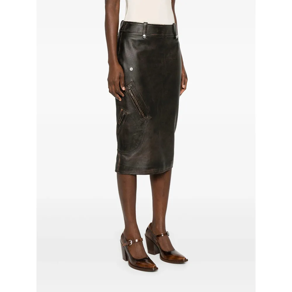Coffee Brown Pleated Leather Skirt sold by Lord & Taylor product image thumbnail 3