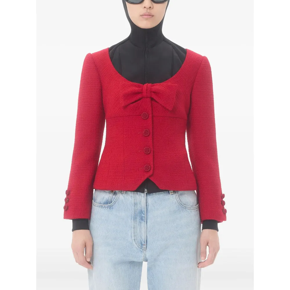 Red Tweed Short-Sleeve Jacket sold by Lord & Taylor product image thumbnail 3