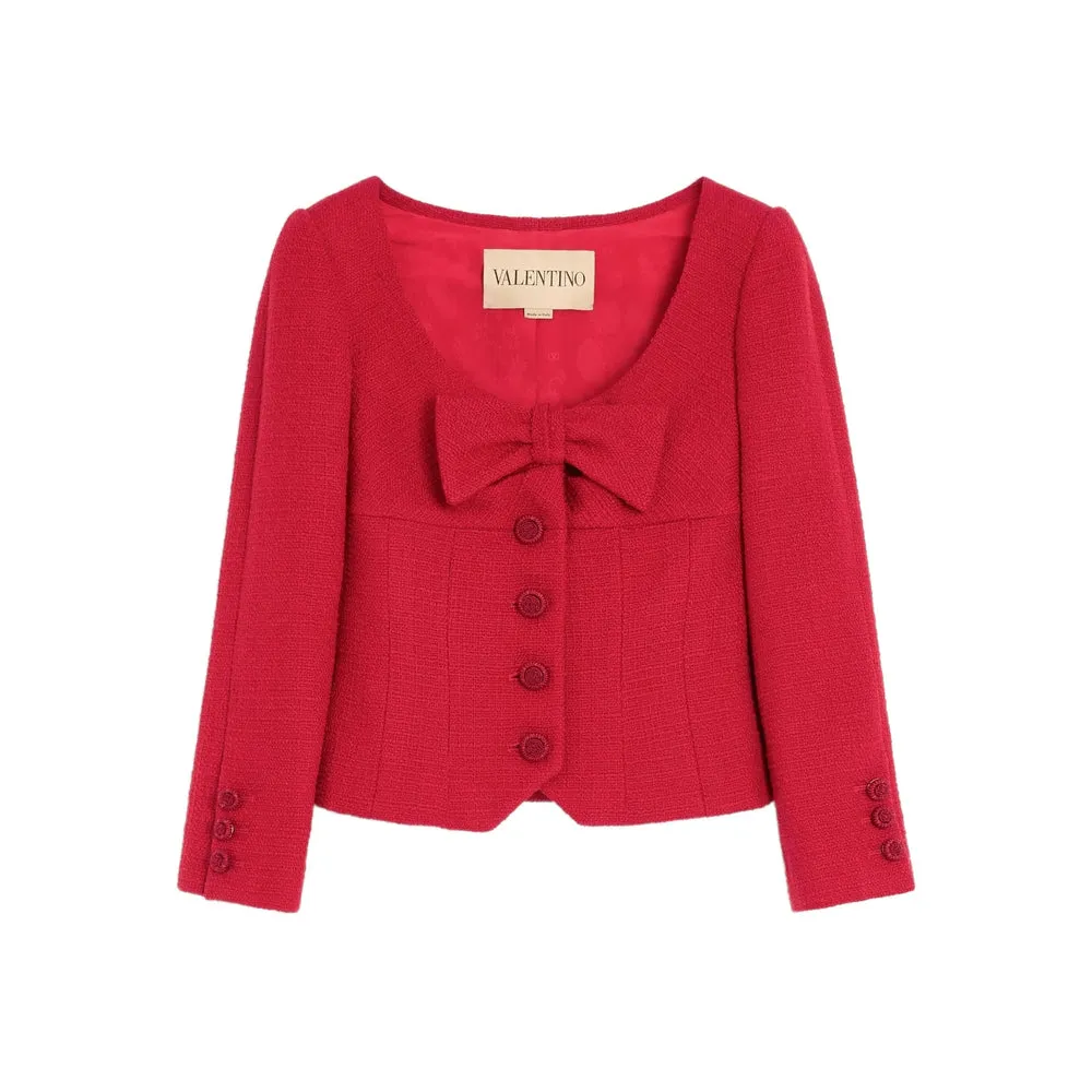 Red Tweed Short-Sleeve Jacket sold by Lord & Taylor