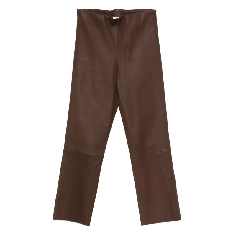 Cropped Brown Calf Leather Pants sold by Lord & Taylor