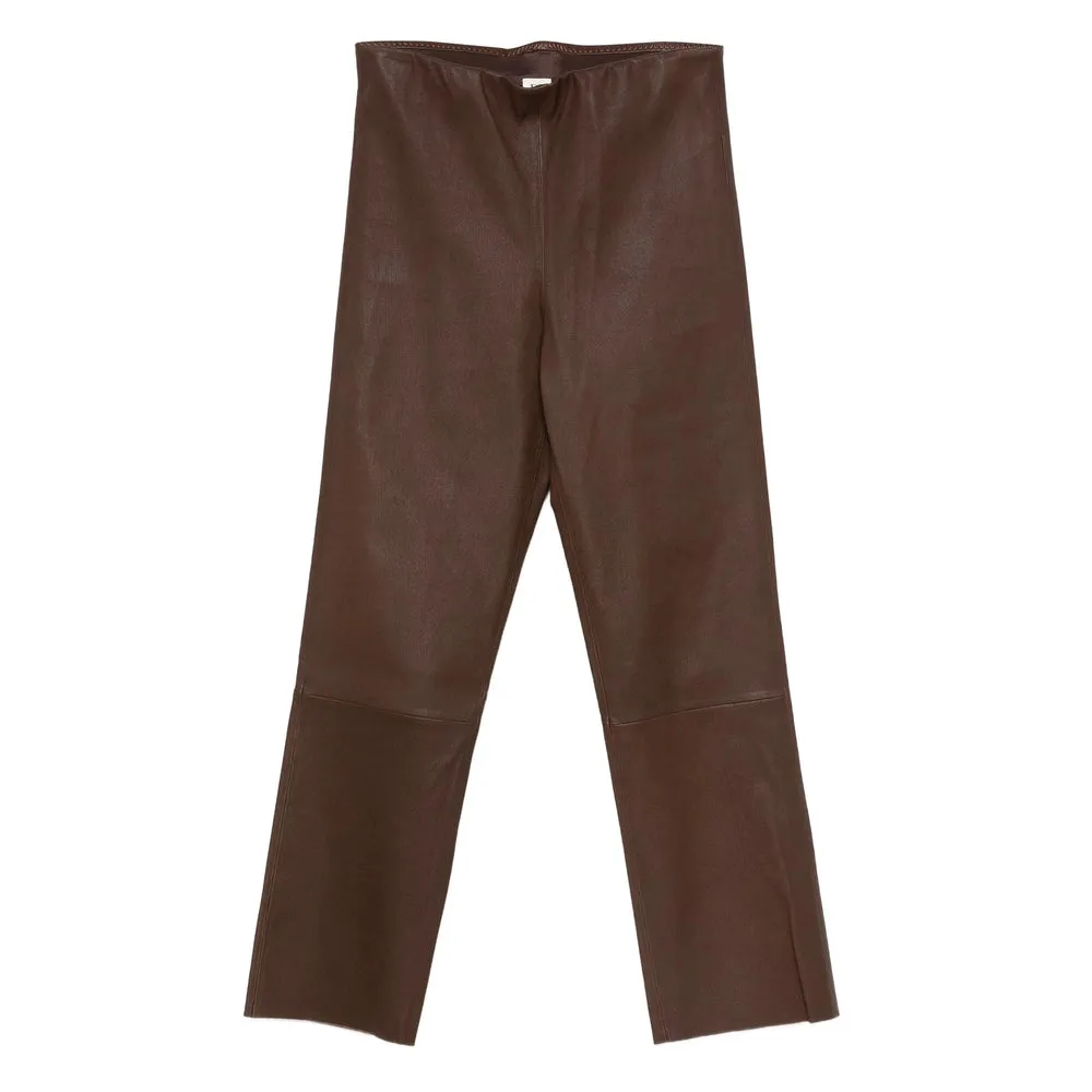 Cropped Brown Calf Leather Pants sold by Lord & Taylor