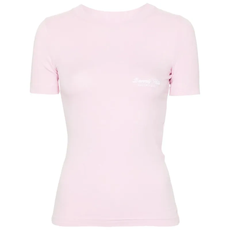 Light Pink Ribbed Cotton-Blend T-Shirt made by Balenciaga