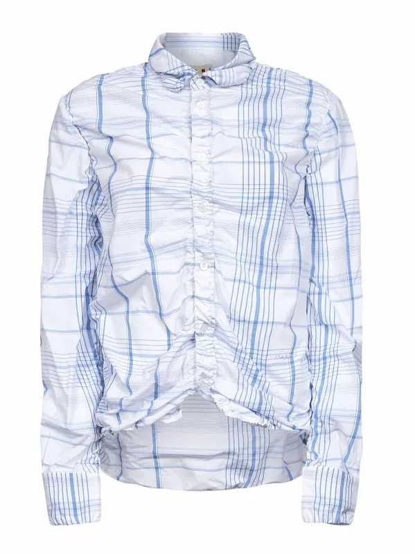 White Check Cotton Gathered Shirt sold by Lord & Taylor