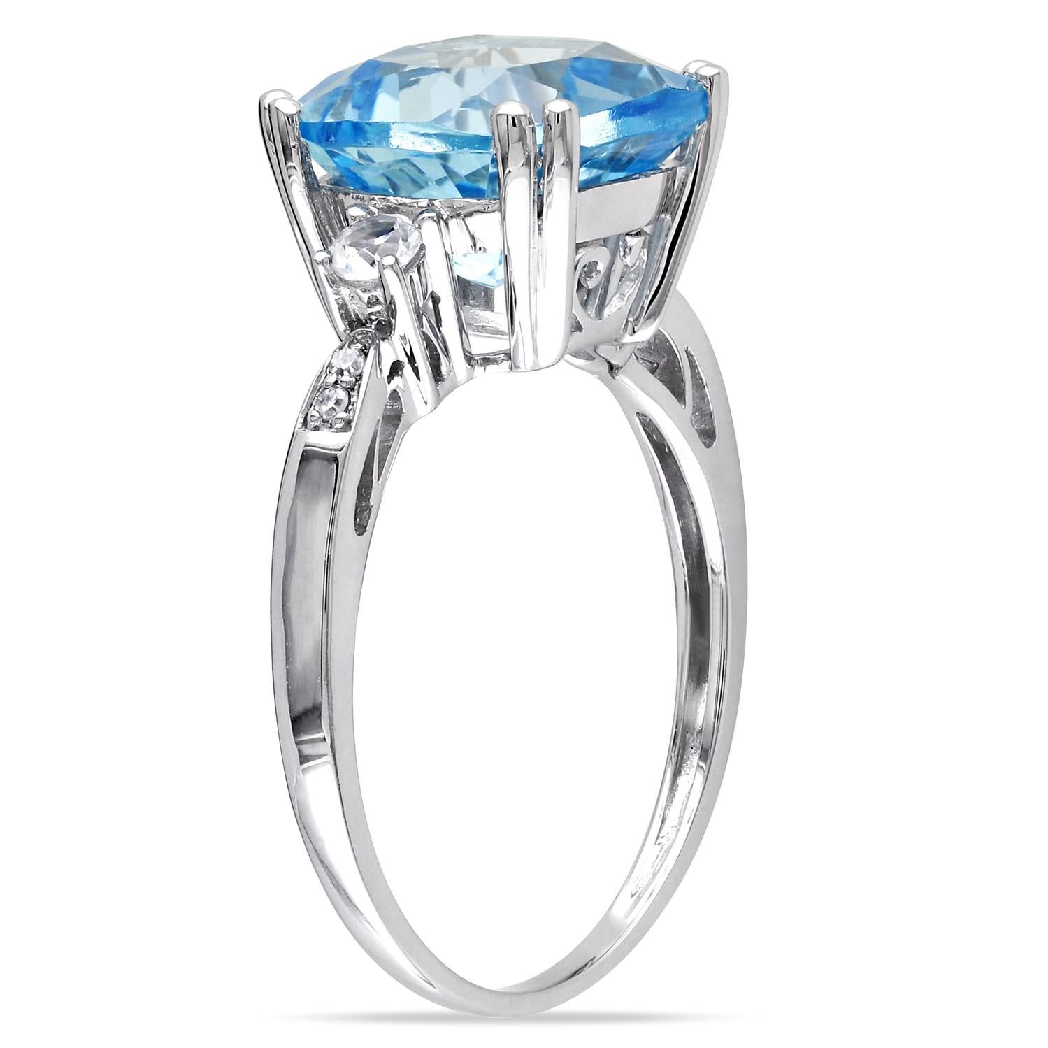 10k White Gold Topaz nad Lab-Created White Sapphire Ring sold by Lord & Taylor product image thumbnail 2