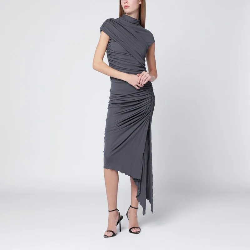 GREY DRAPED STRETCH JERSEY DRESS sold by Lord & Taylor
