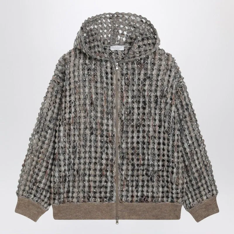 CAMEL BALLOON NET EMBROIDERY CARDIGAN sold by Lord & Taylor