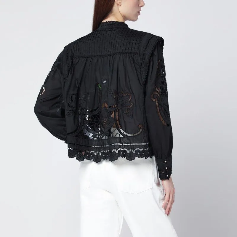 BLACK RICHELIEU COTTON BLOUSE sold by Lord & Taylor product image thumbnail 2