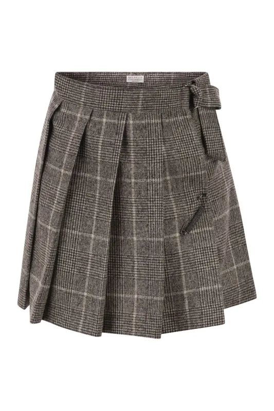 WOOL ALPACA PRINCE OF WALES SKIRT WITH BROOCH sold by Lord & Taylor