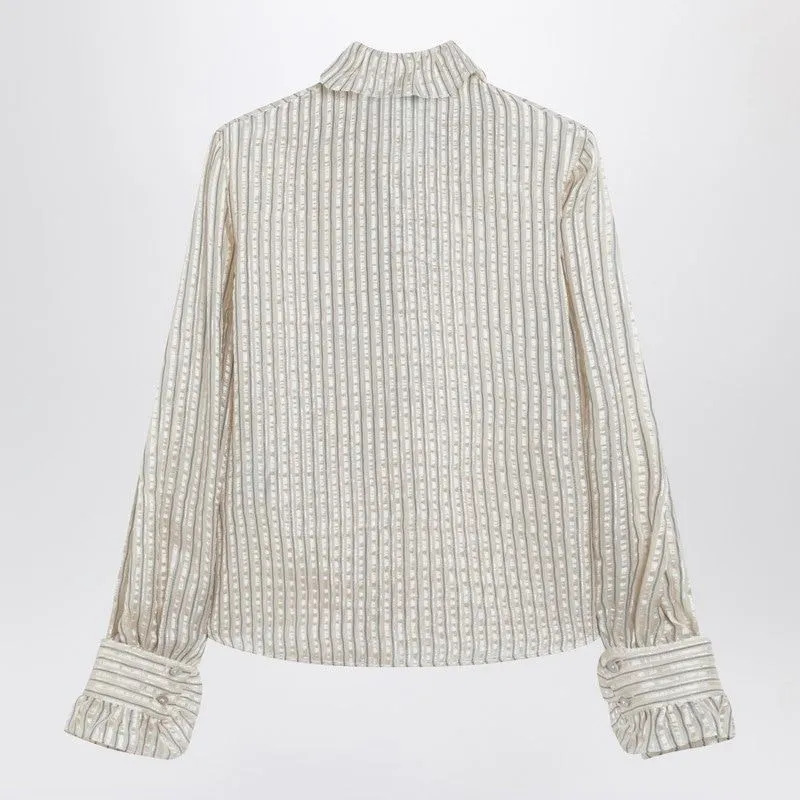 LIGHT BEIGE SILKBLEND SHIRT WITH RUFFLES sold by Lord & Taylor product image thumbnail 2