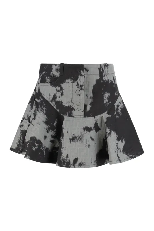 BLACK FF ANIMALIER DENIM SKIRT made by Fendi