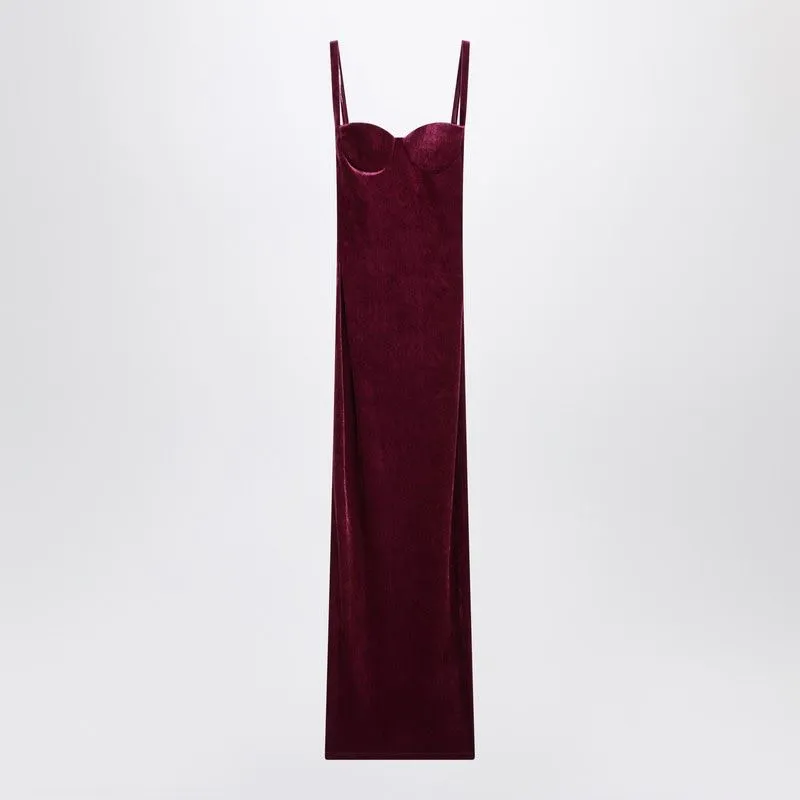 LONG PLUMCOLORED VELVET DRESS made by Balenciaga