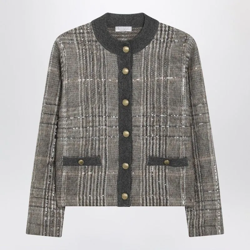 JACQUARD CARDIGAN WITH DAZZLING CHECK EMBROIDERY sold by Lord & Taylor