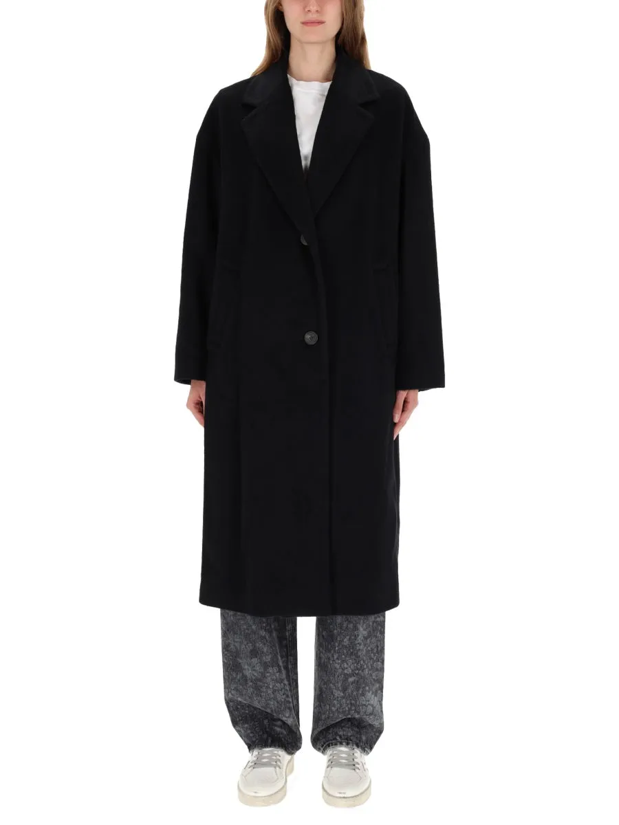 BLACK SINGLE-BREASTED WOOL COAT sold by Lord & Taylor
