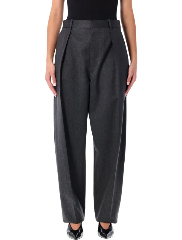 BOTTEGA VENETA GREY MOIRÉ WOOL PLEATED TROUSERS sold by Lord & Taylor