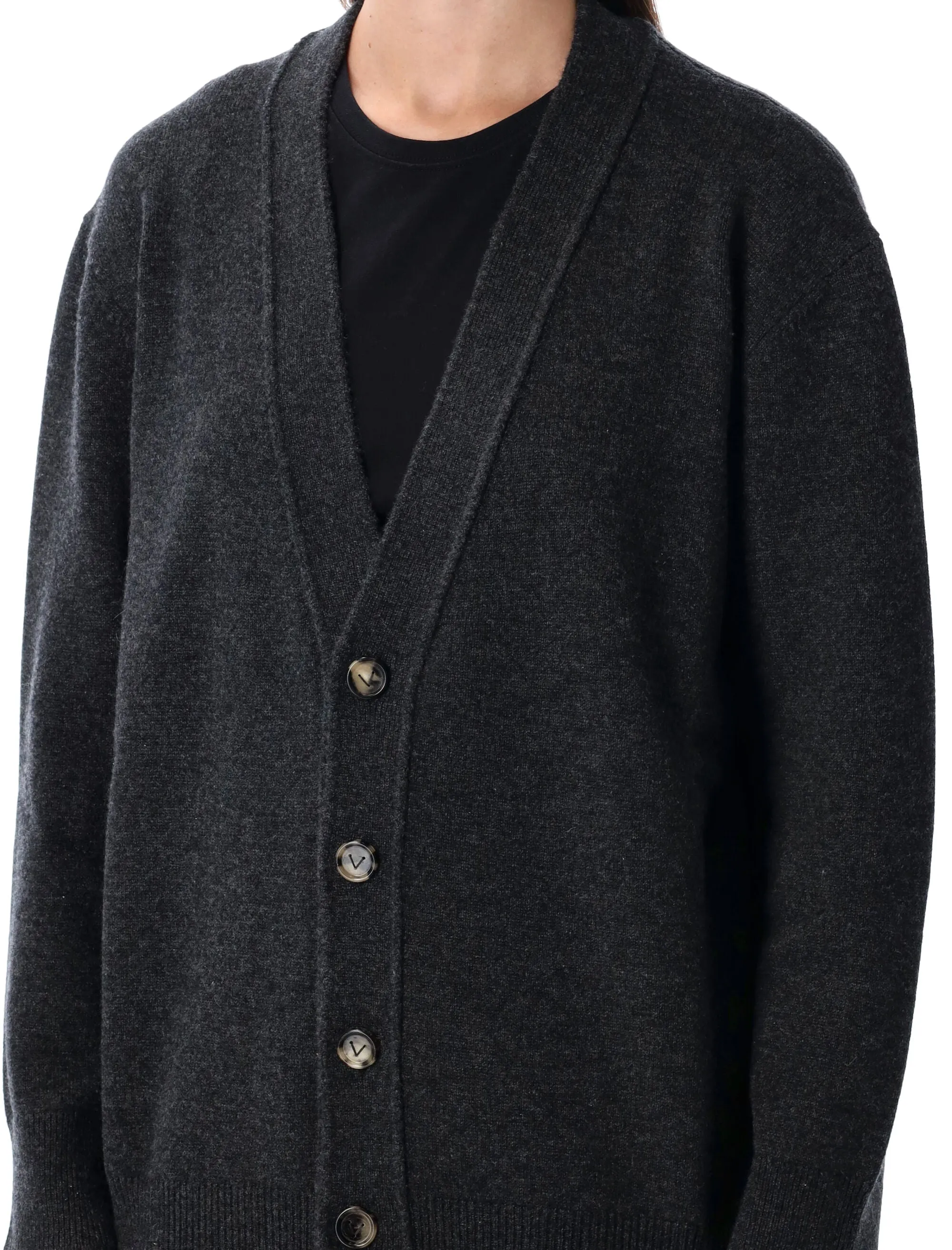 BOTTEGA VENETA CASHMERE CARDIGAN WITH INTRECCIATO LEATHER PATCHES sold by Lord & Taylor product image thumbnail 3