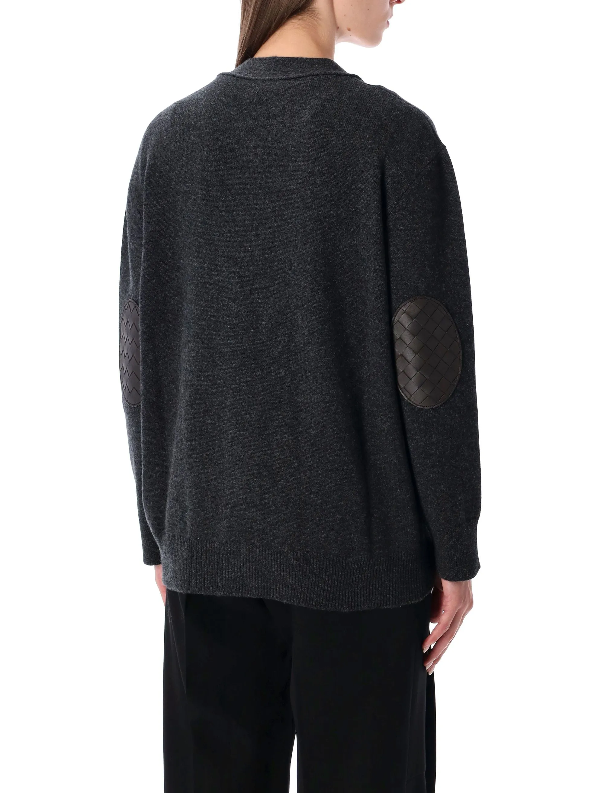 BOTTEGA VENETA CASHMERE CARDIGAN WITH INTRECCIATO LEATHER PATCHES sold by Lord & Taylor product image thumbnail 2