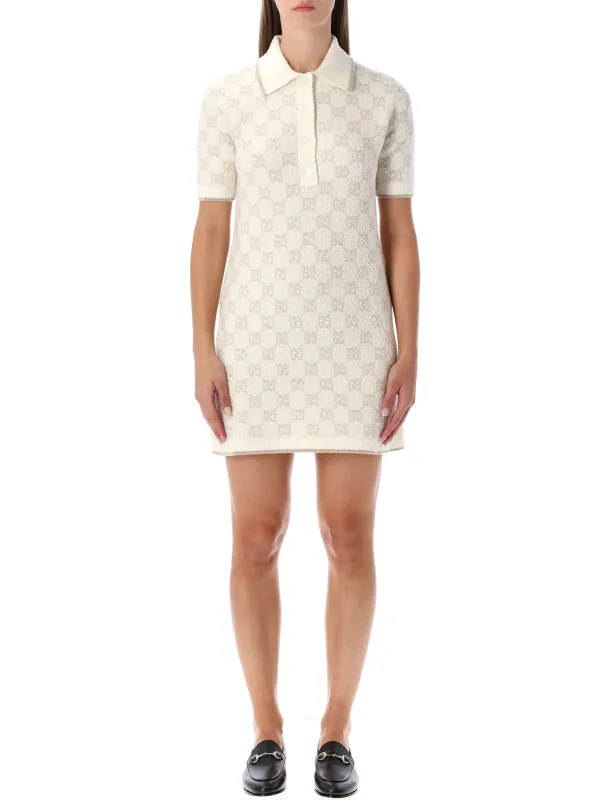 GUCCI BOUCLÉ WOOL ANS CASHMERE POLO DRESS WITH GG sold by Lord & Taylor