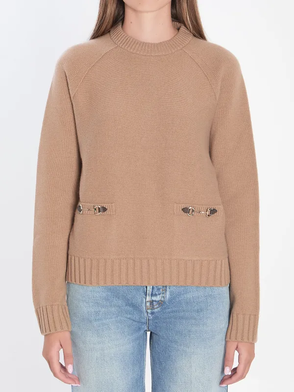WOOL CASHMERE SWEATER WITH HORSEBIT sold by Lord & Taylor