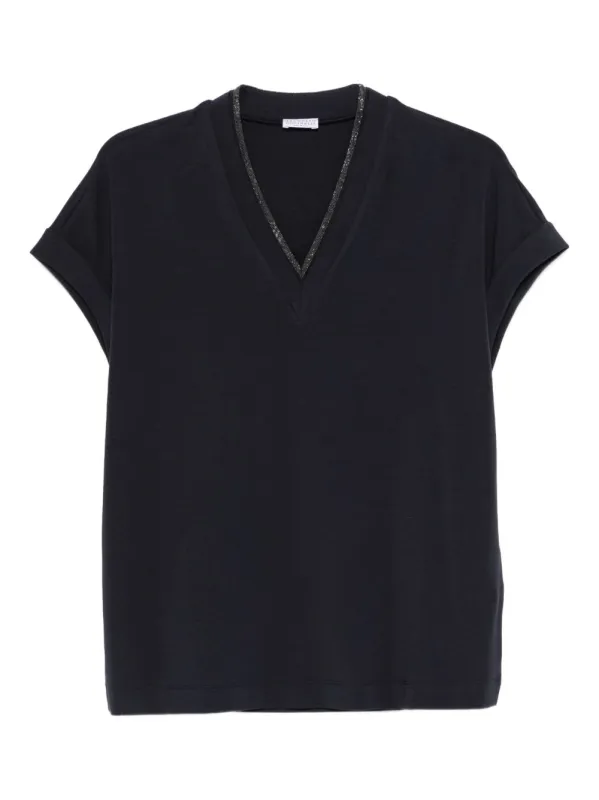 COTTON V-NECKED T-SHIRT made by Brunello Cucinelli
