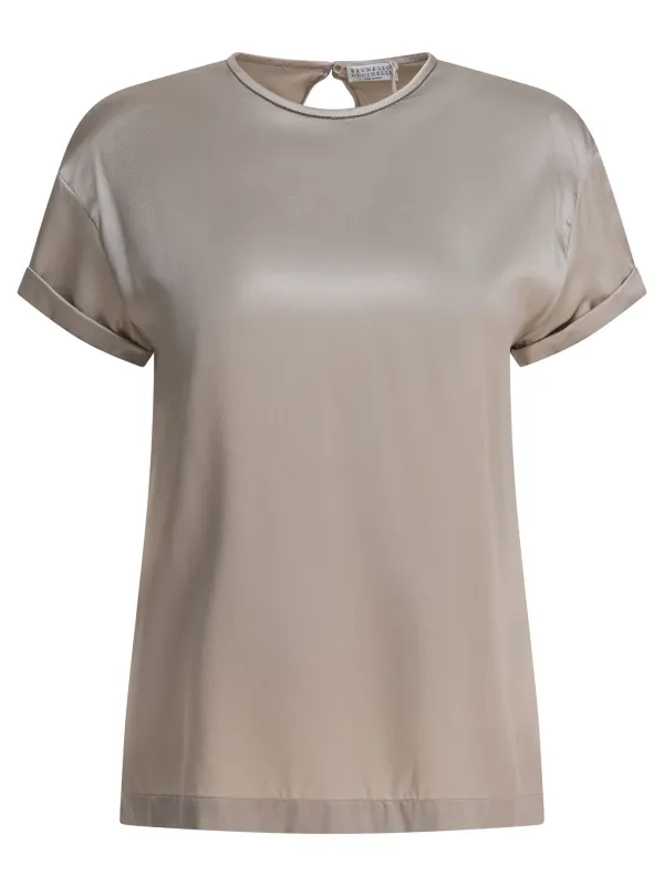 Silk crewneck t-shirt made by Brunello Cucinelli