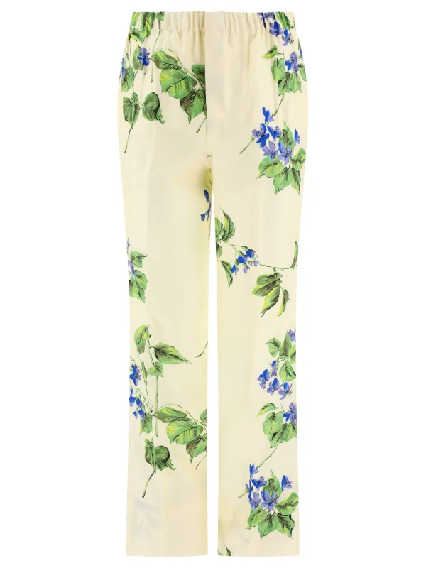 Floral silk trousers sold by Lord & Taylor