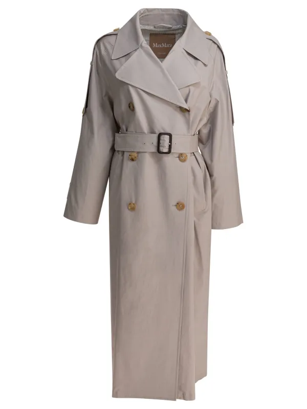 Double-breasted cotton twill trench coat sold by Lord & Taylor