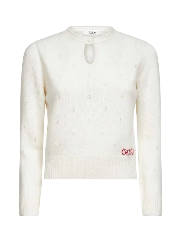 Ivory Openwork Knit Sweater sold by Lord & Taylor