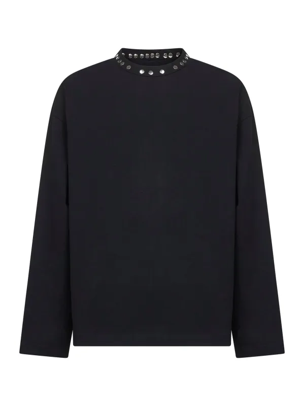 Black Cotton Studded T-Shirt sold by Lord & Taylor