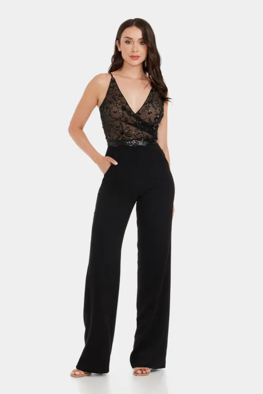 Trystan Surplice Neck Sequin Embellished Jumpsuit sold by Lord & Taylor