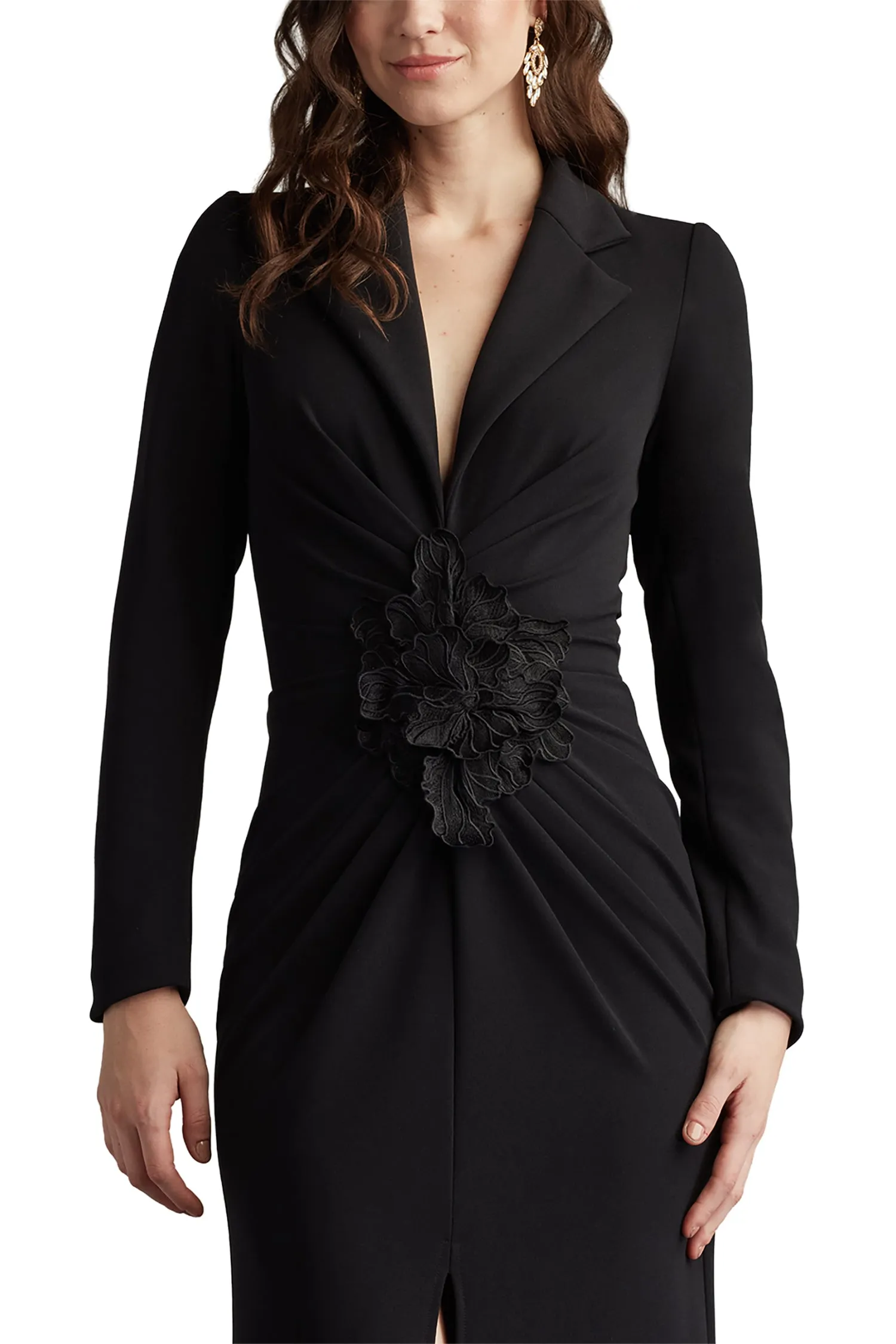 Ardela Center Front Ruffle Gown BLACK sold by Lord & Taylor product image thumbnail 4