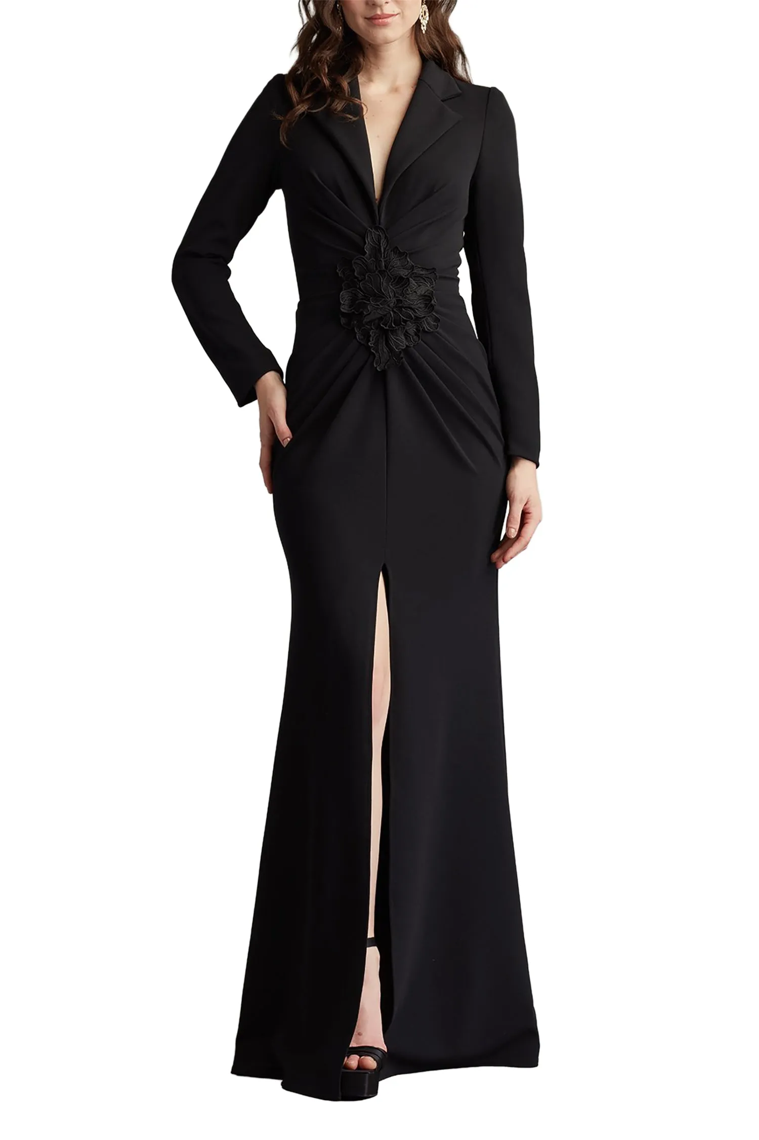 Ardela Center Front Ruffle Gown BLACK sold by Lord & Taylor