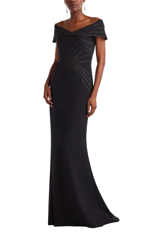 Meridian Sundial Off-Shoulder Gown BLACK sold by Lord & Taylor