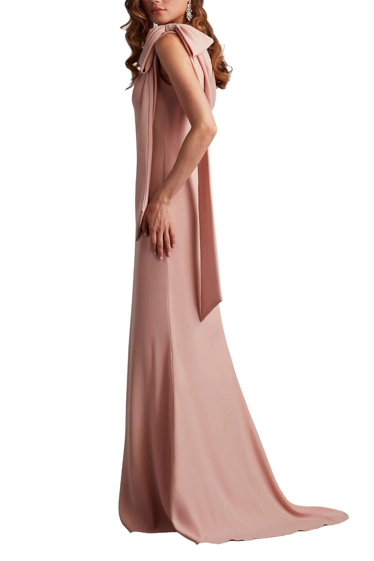 Cassia Bow-Shoulder Crepe Gown PA/PK sold by Lord & Taylor product image thumbnail 3