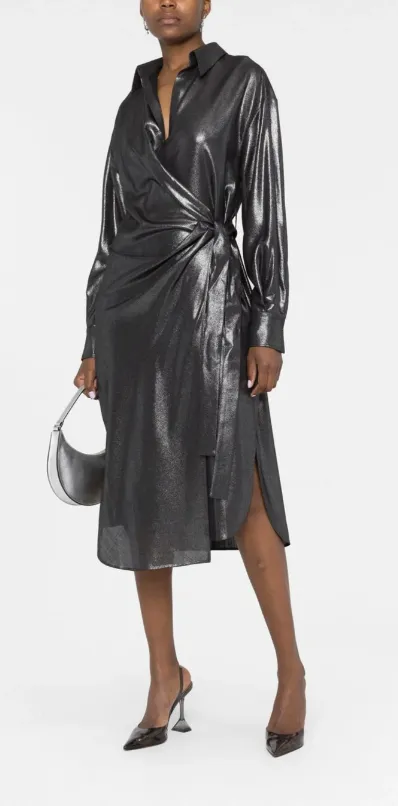 Shiny Wrap Dress sold by Lord & Taylor product image thumbnail 2