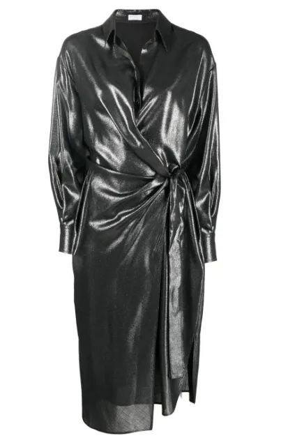 Shiny Wrap Dress sold by Lord & Taylor